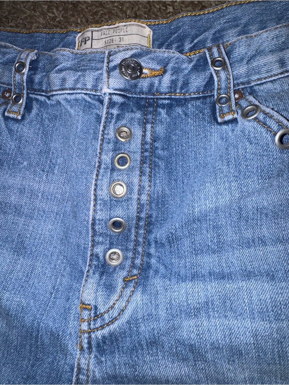 Free People Barcelona Nights Short Size 31 Mid Rise Denim Shorts Grommet Detail - Picture 3 of 8